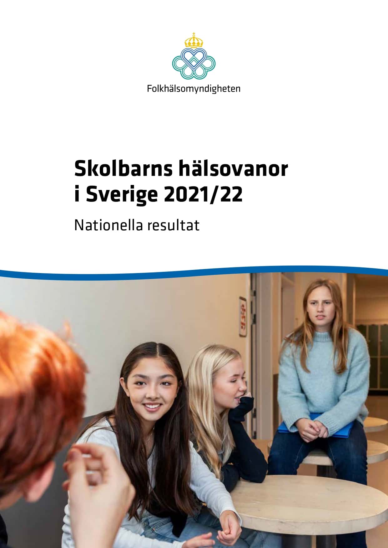 Cover of the Swedish national report - Skolbarns hälsovanor i Sverige 2021/2022 – Nationella resultat