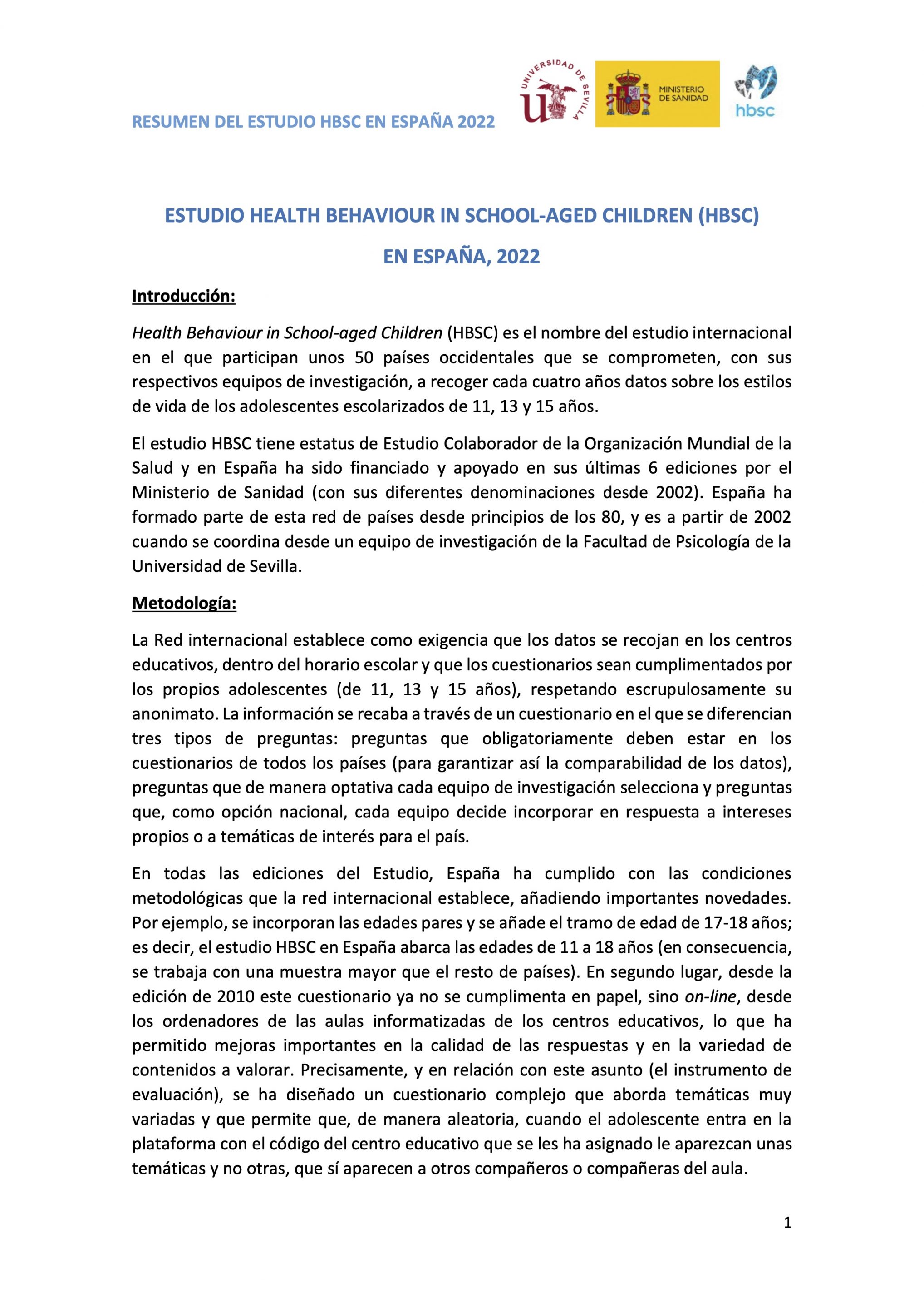 HBSC Spain national report cover